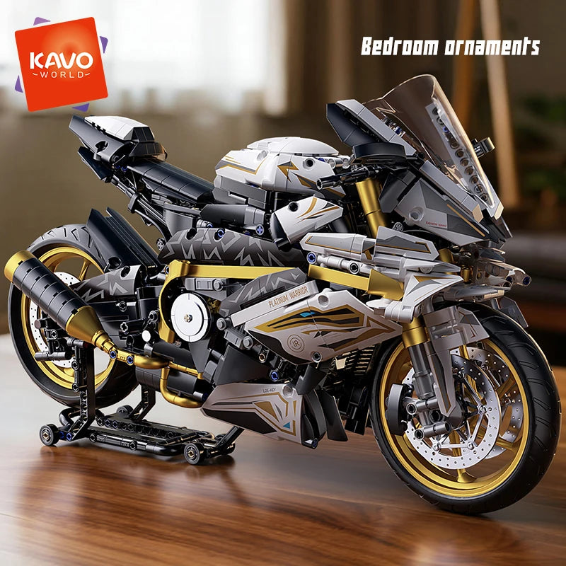 KAVOWORLD 1:5 Motorcycle Desktop Ornament Building Blocks Set