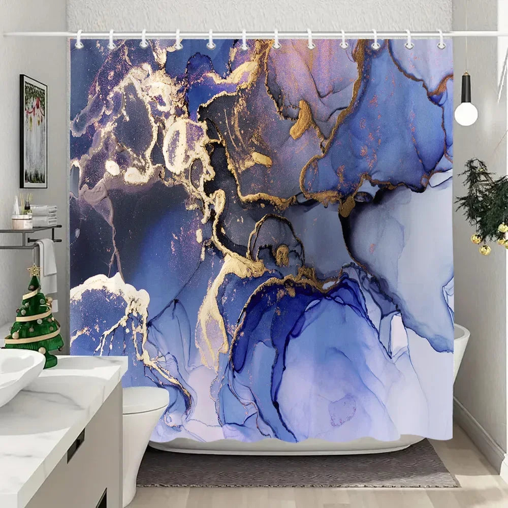 JEJOMEAG Marble Shower Curtain Textured Pattern Polyester Washable