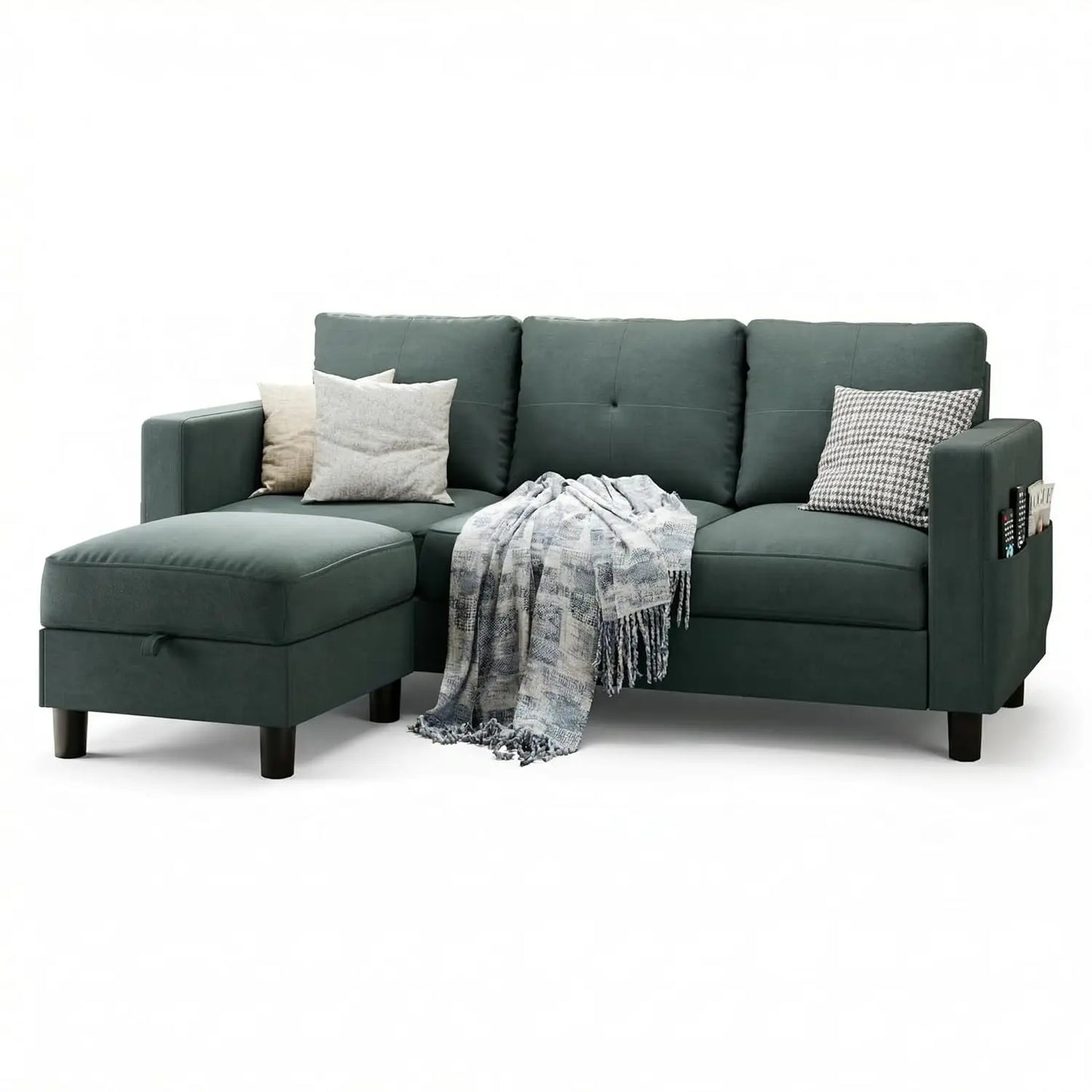 Modular L Shaped Sectional Sofa With Movable Ottoman Deep Seat