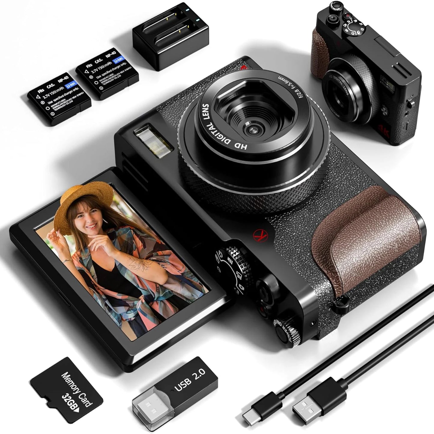 NBD 56MP 4K Autofocus Digital Camera With 32GB Card Bundle