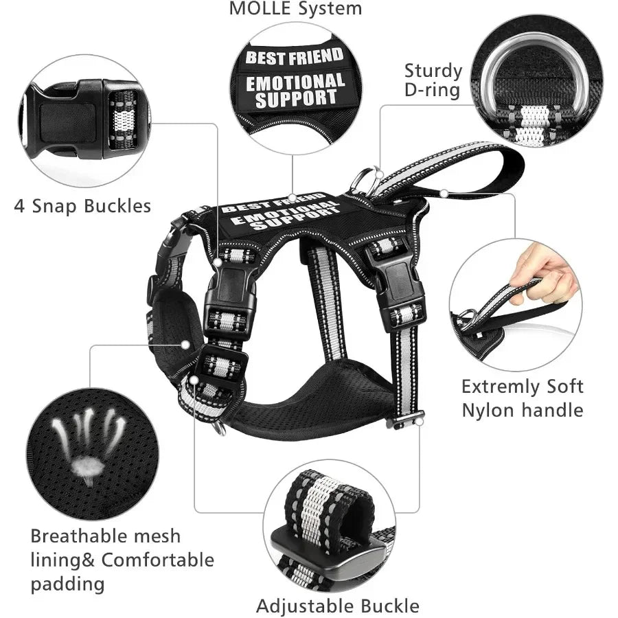 Hign Concerned Service Dog Vest No Pull Reflective Harness
