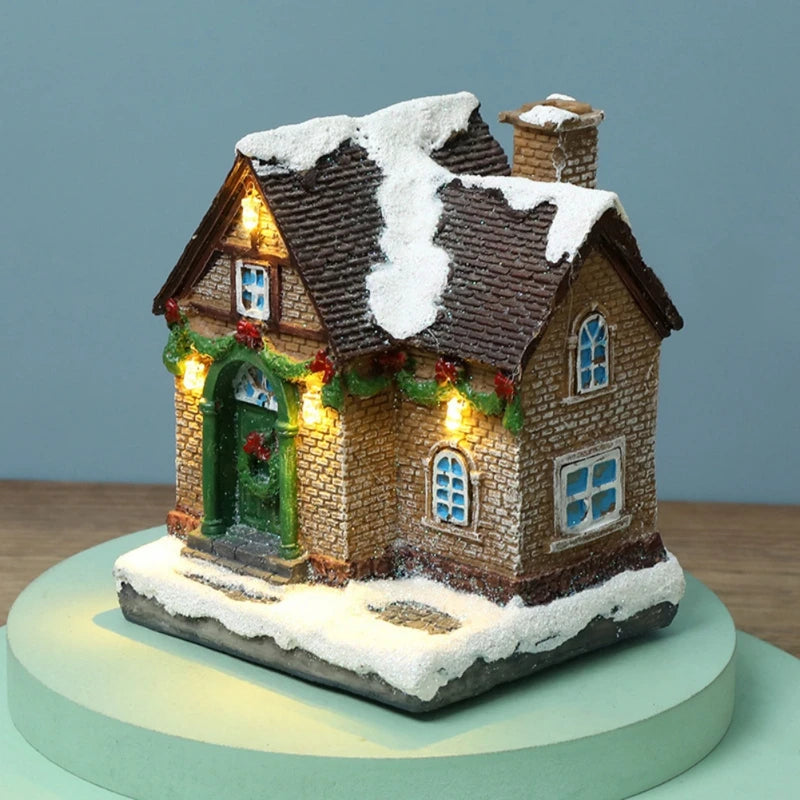 Luminous Resin LED House Village Ornament For Christmas Display