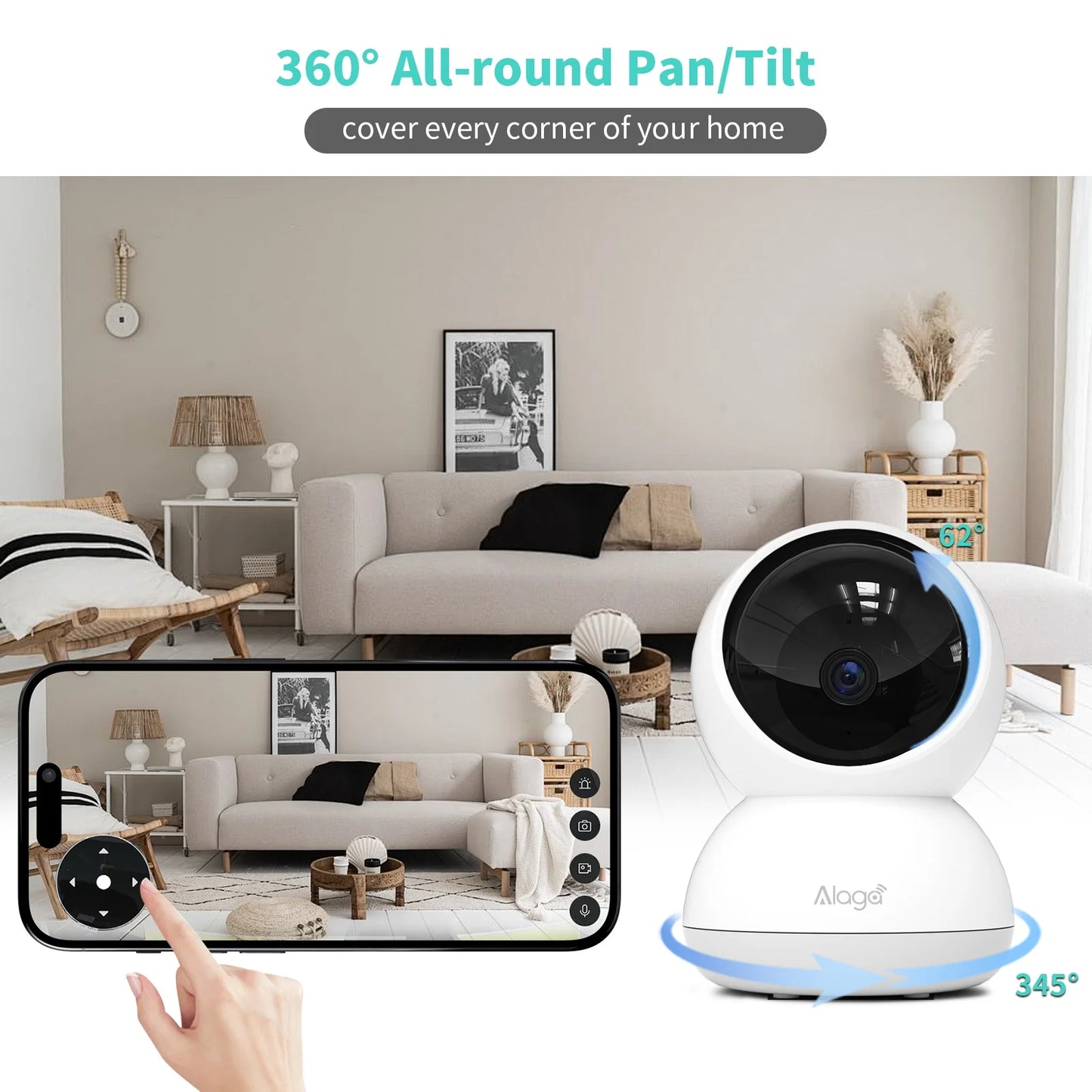 ALAGA 5MP PTZ Wireless CCTV Camera Auto Tracking Night Vision
