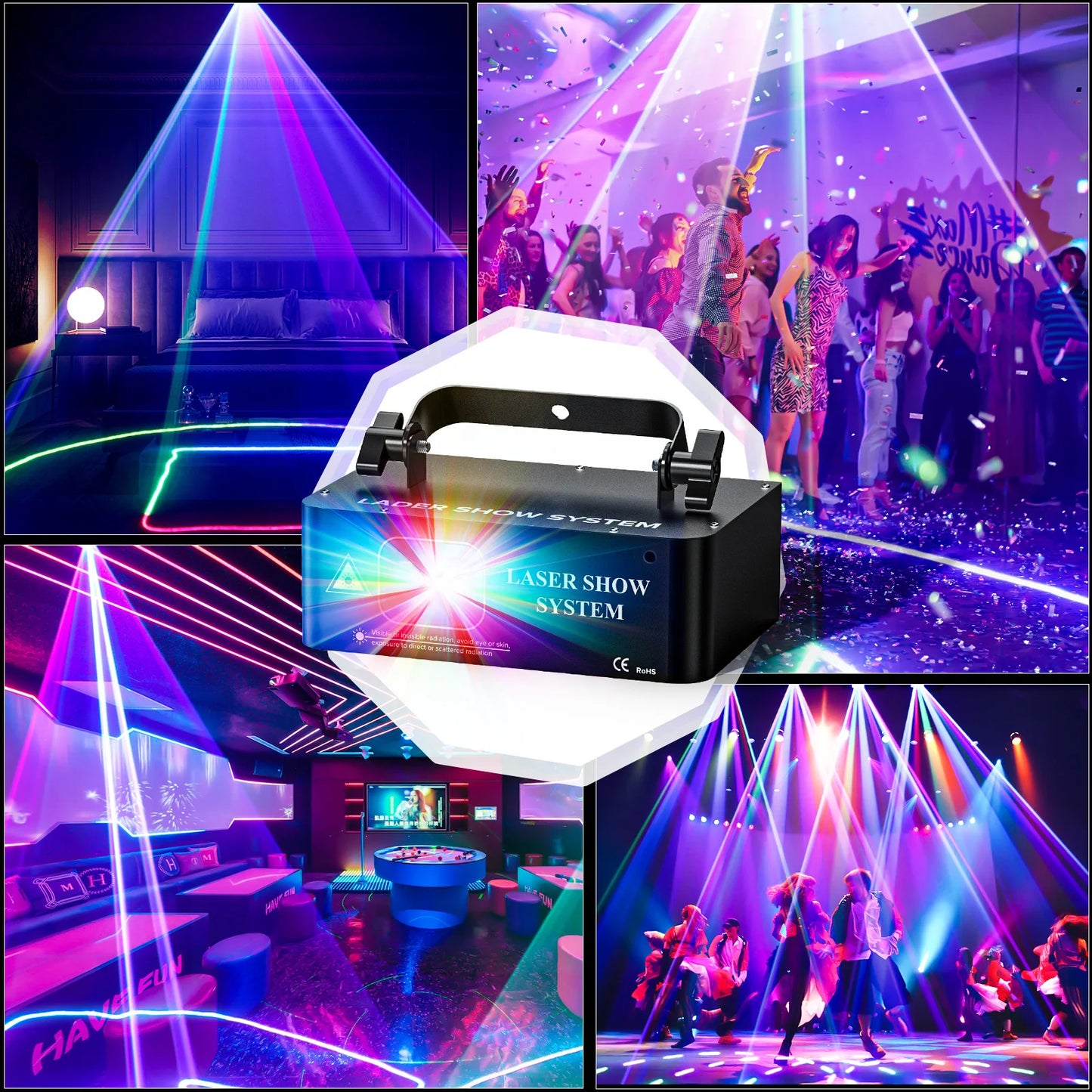 Datewink LED Stage Lights RGB Scanner Beam Projector Stage Lighting Effect DJ Disco Light DMX512 For Wedding Birthday Party Show