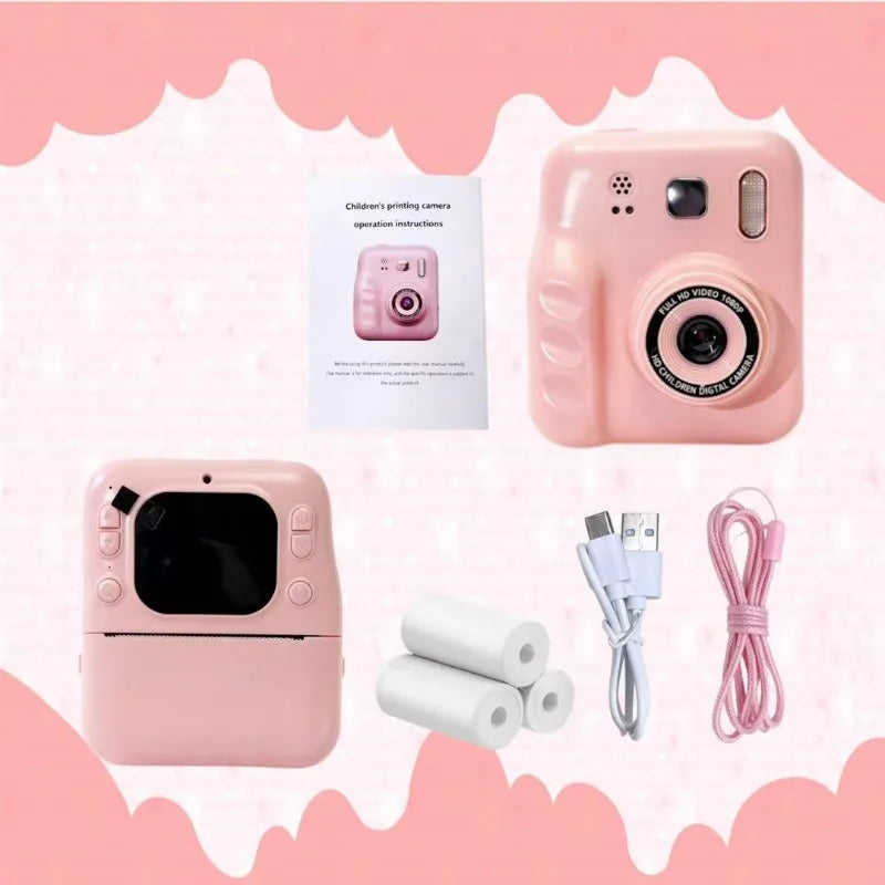 Kids Dual Lens Print Camera Toy Gift Box High Definition