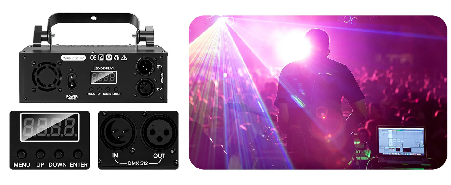 Datewink LED Stage Lights RGB Scanner Beam Projector Stage Lighting Effect DJ Disco Light DMX512 For Wedding Birthday Party Show