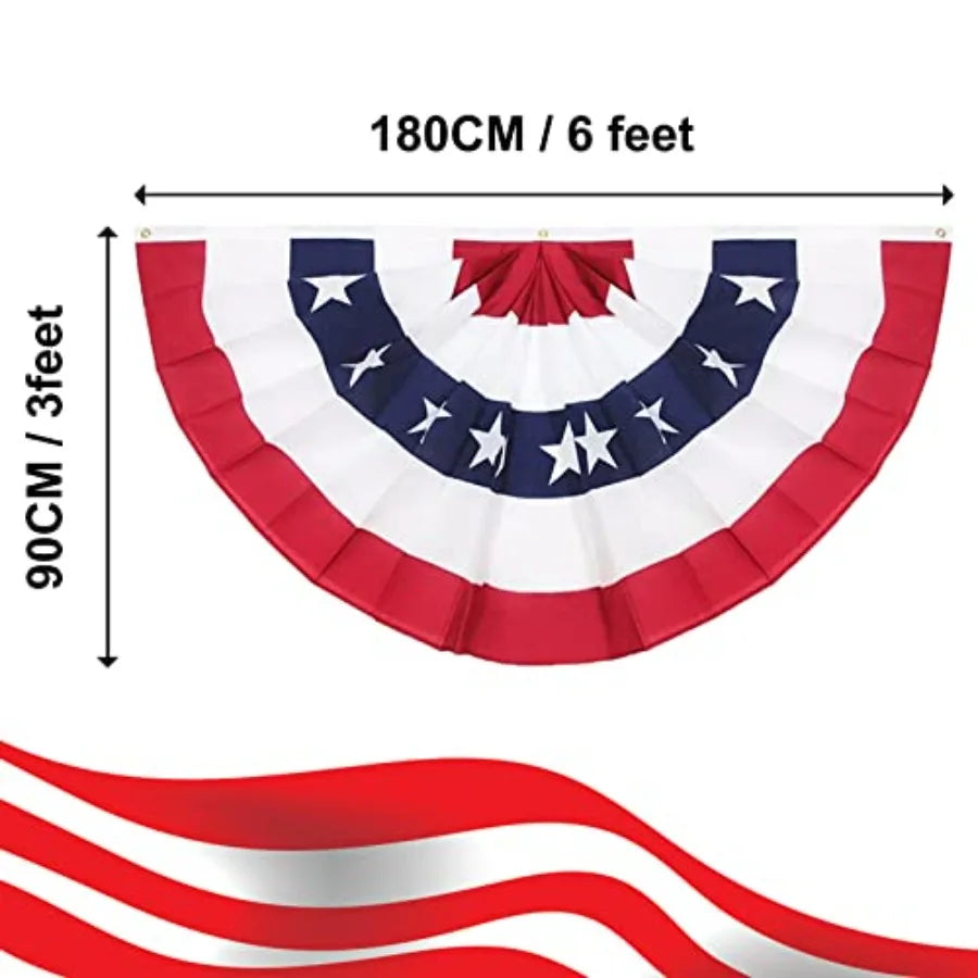 American Pleated Fan Flag Bunting Patriotic Banner Indoor Outdoor