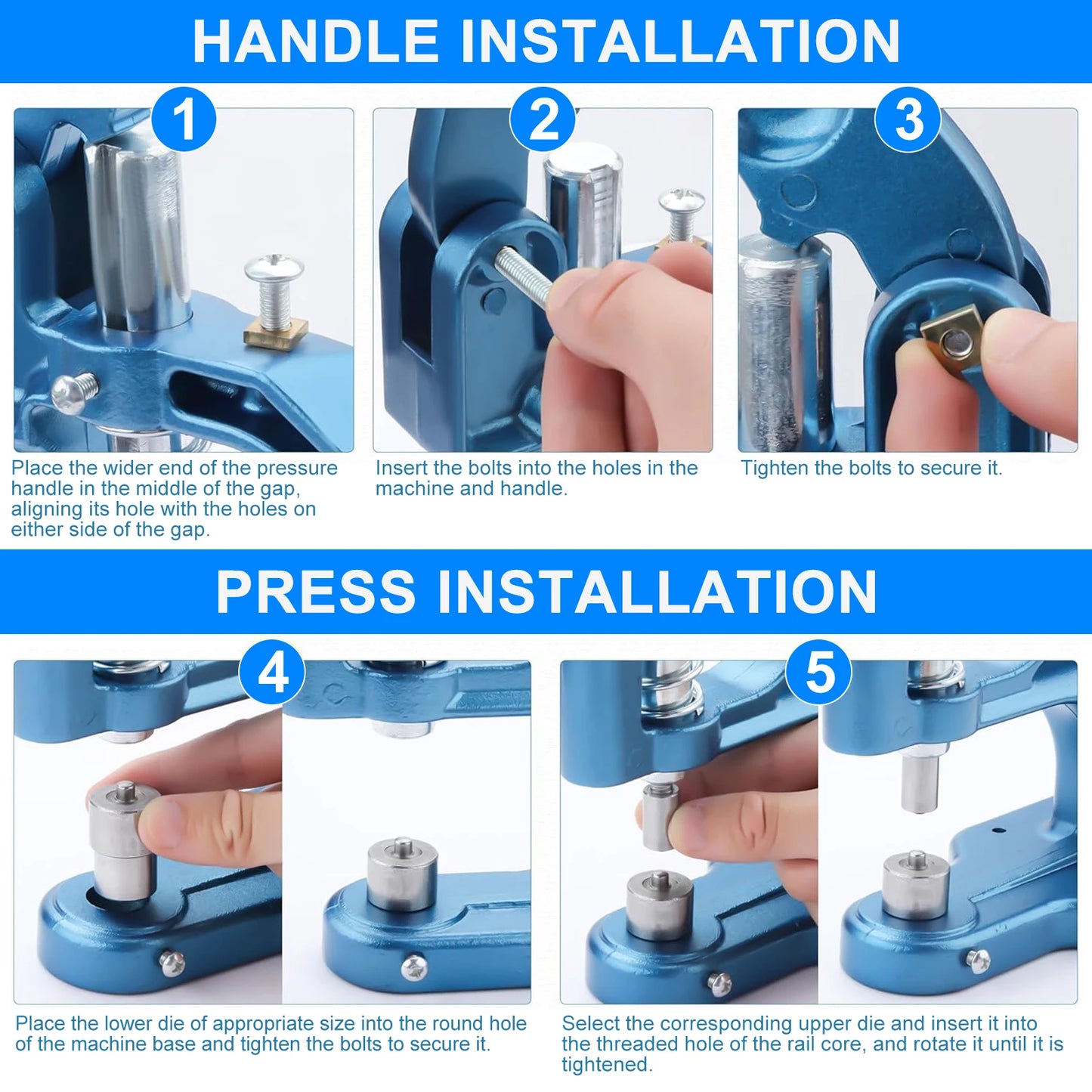 Manual Grommet Eyelet Punch Tool With 6 10 12mm Dies
