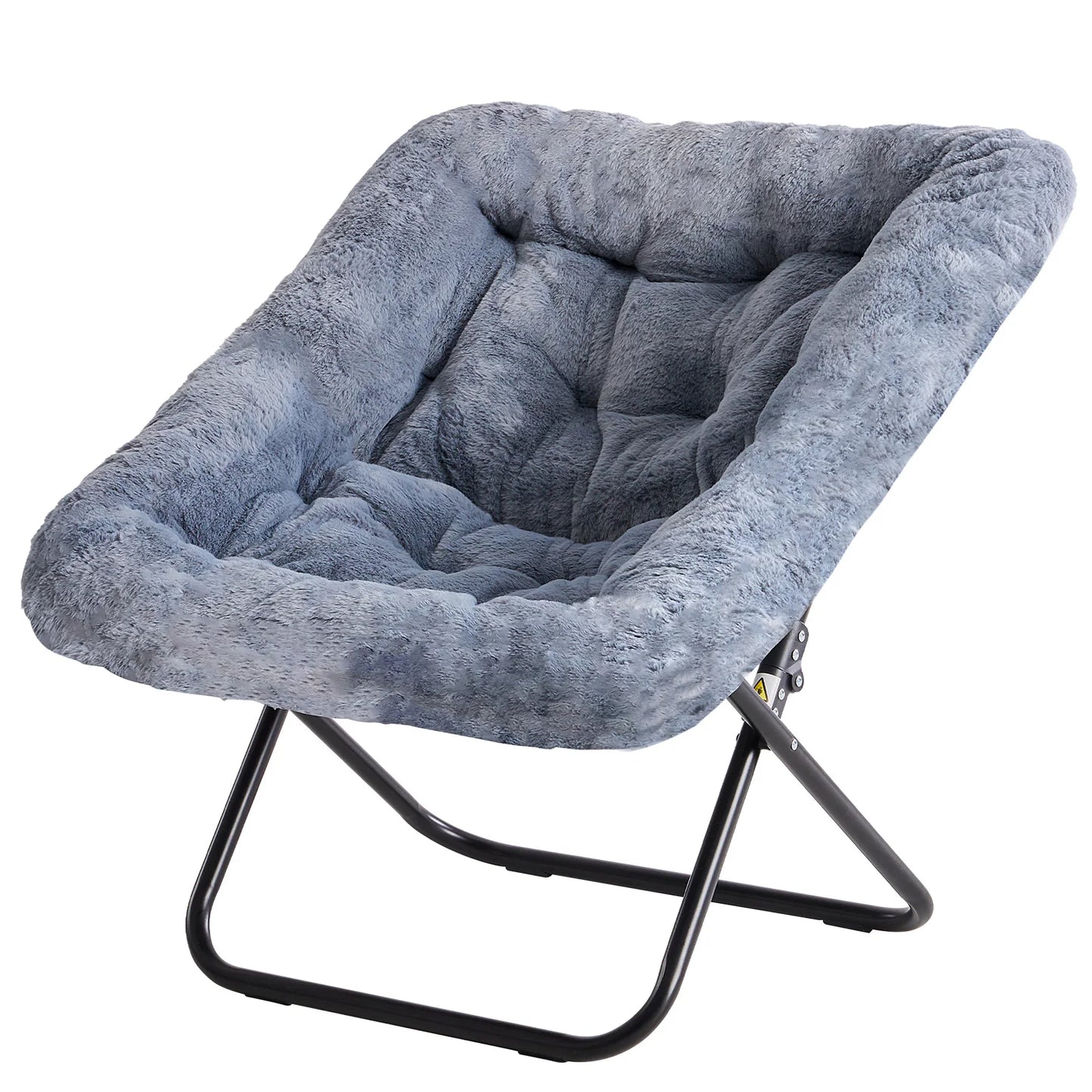 JHK Cozy Faux Fur Saucer Chair Folding Metal Frame