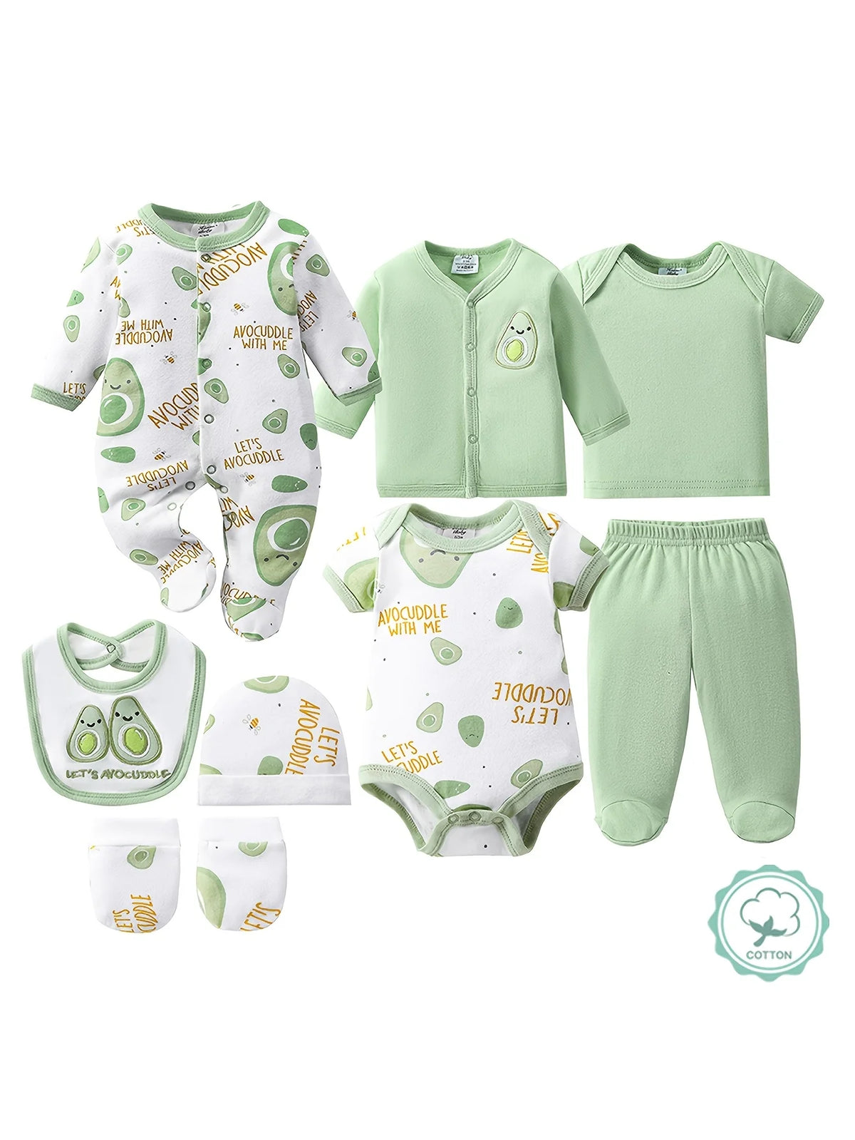 Newborn Baby Cotton Essentials Set With Bodysuit Romper And Hat