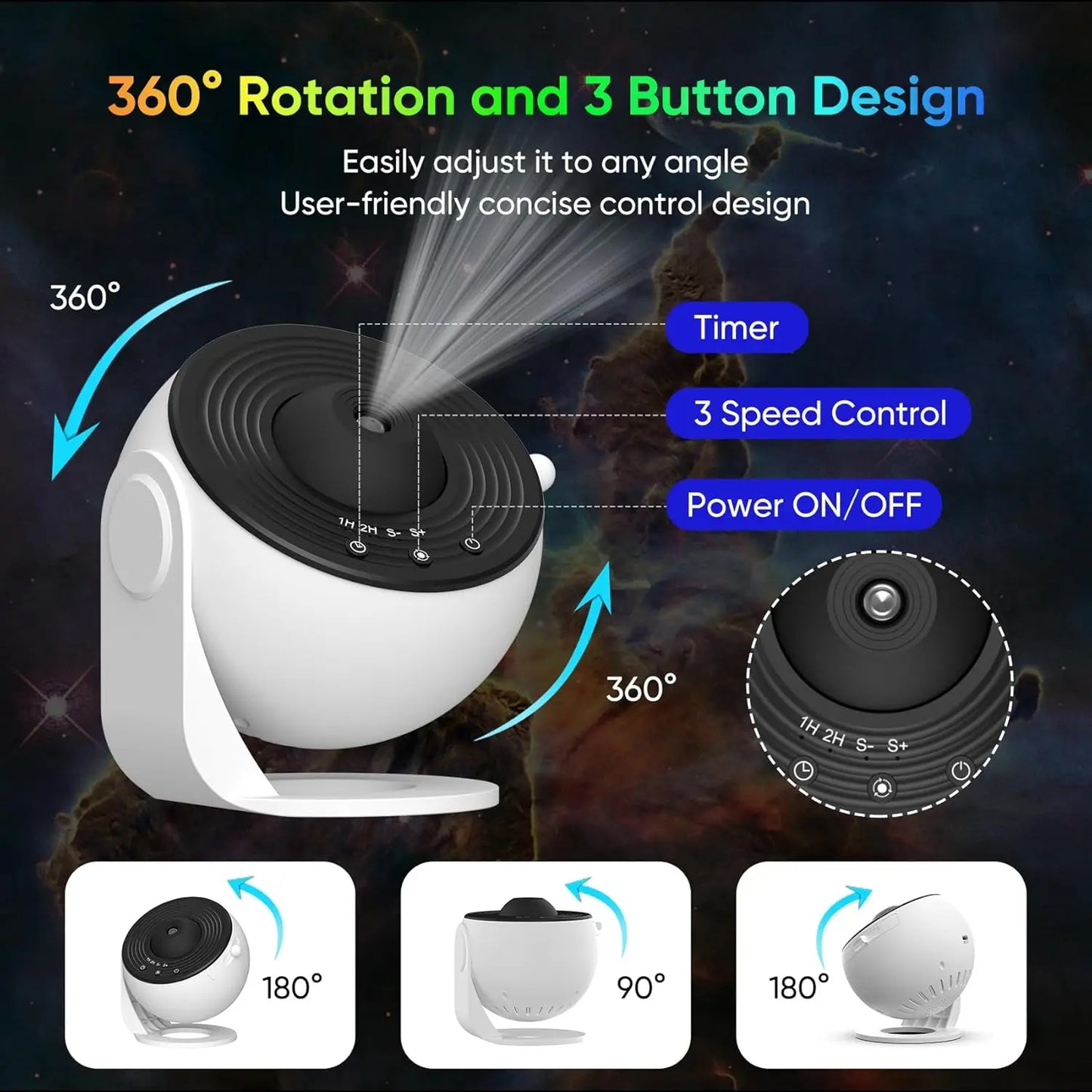Galaxy Projector for Bedroom, HD Image Star Projector, Adjustable Galaxy Light Knob, 13 Film Discs, Planetarium Projector for Ki