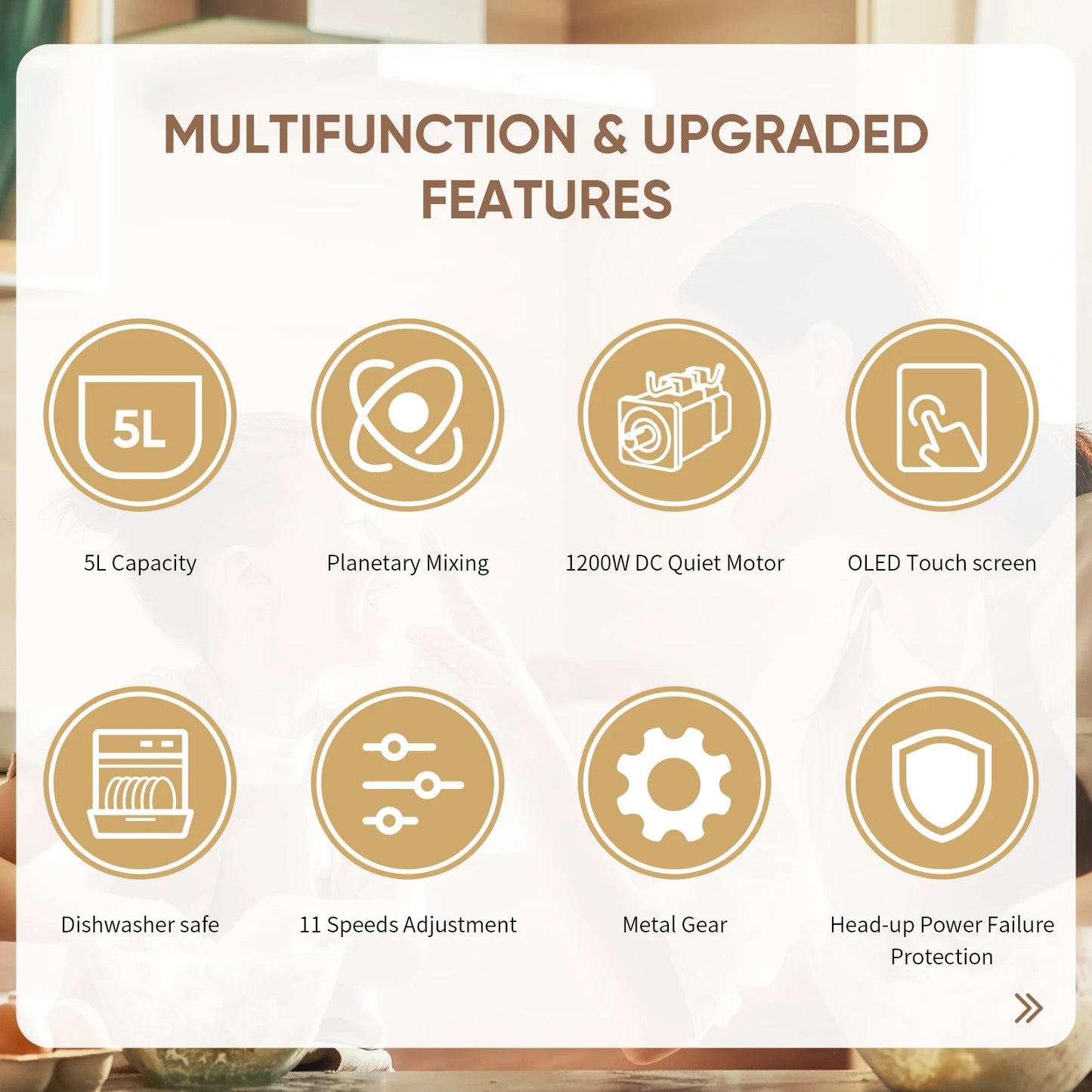 Biolomix Kitchen Stand Mixer 1200W 11 Speed Digital OLED