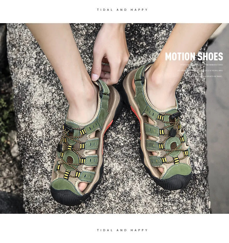 MIXIDELAI Men Sandals Genuine Leather Outdoor Rome Design