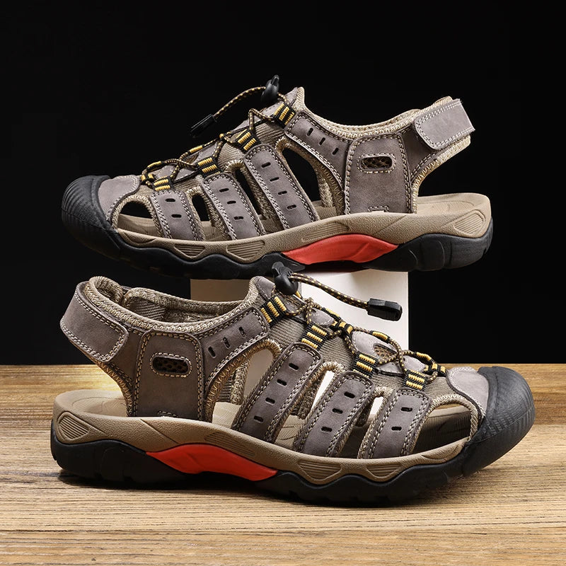 MIXIDELAI Men Sandals Genuine Leather Outdoor Rome Design