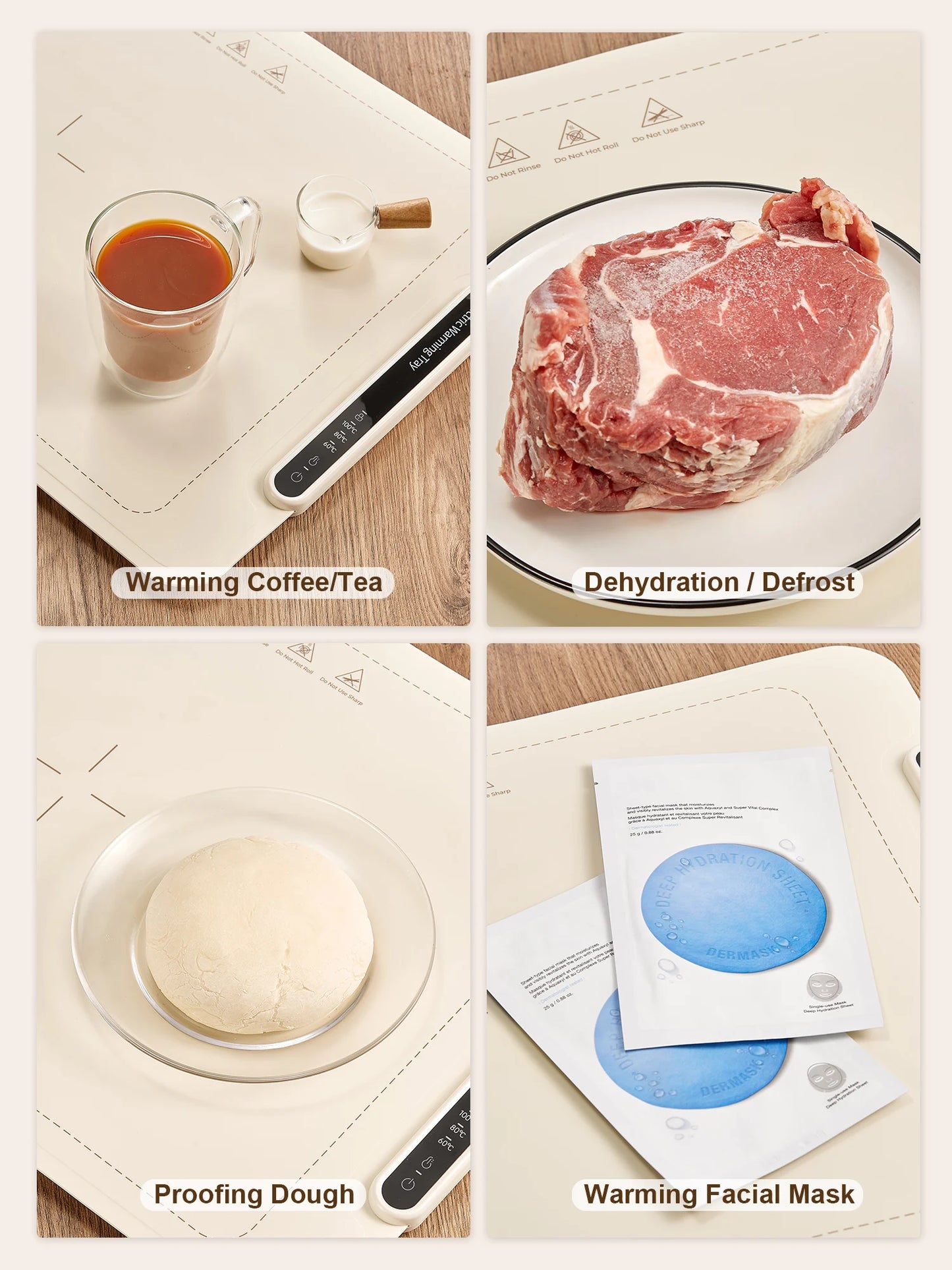 Yabano Electric Warming Tray Foldable Food Warmer With 3 Temperature Settings