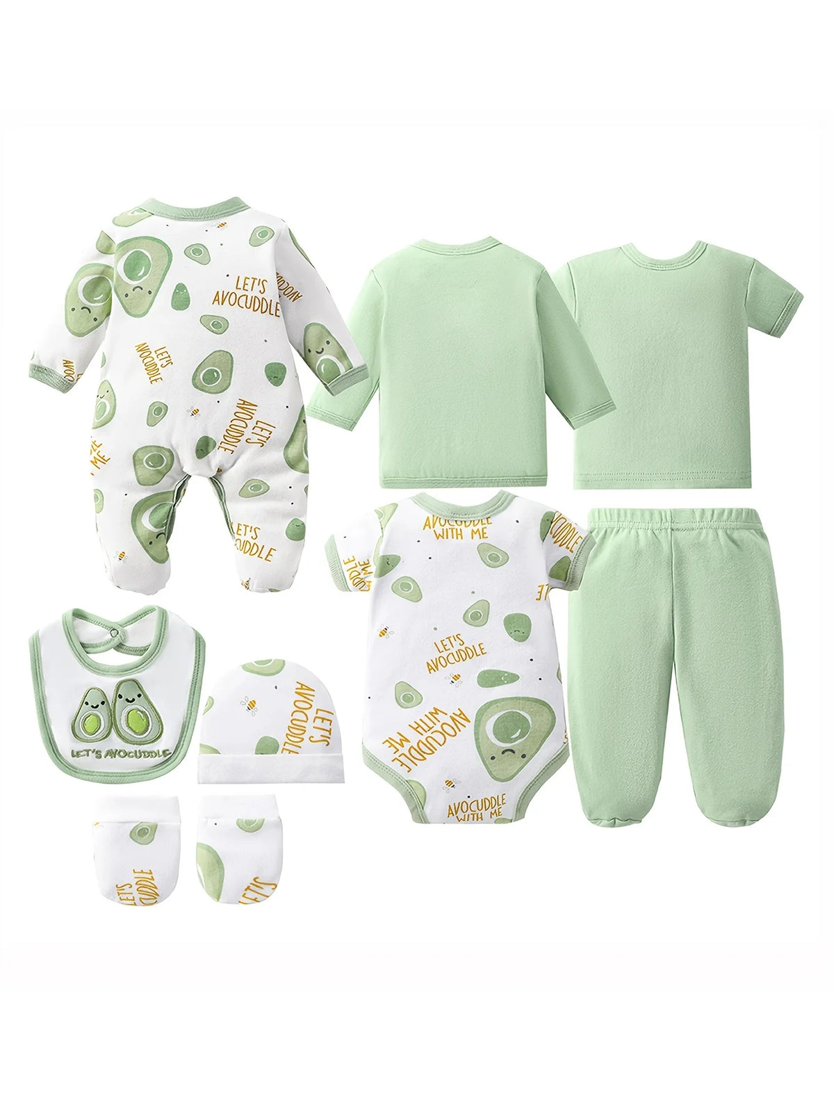 Newborn Baby Cotton Essentials Set With Bodysuit Romper And Hat