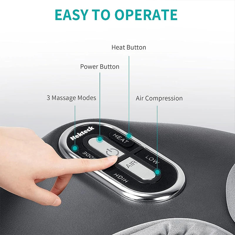 Nekteck Foot Massager With Heating Therapy Air Compression Shiatsu Knead