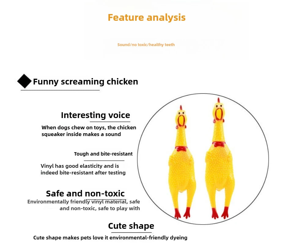 DKSTINYE Squeaky Chicken Dog Toy Rubber Chew Squeaker