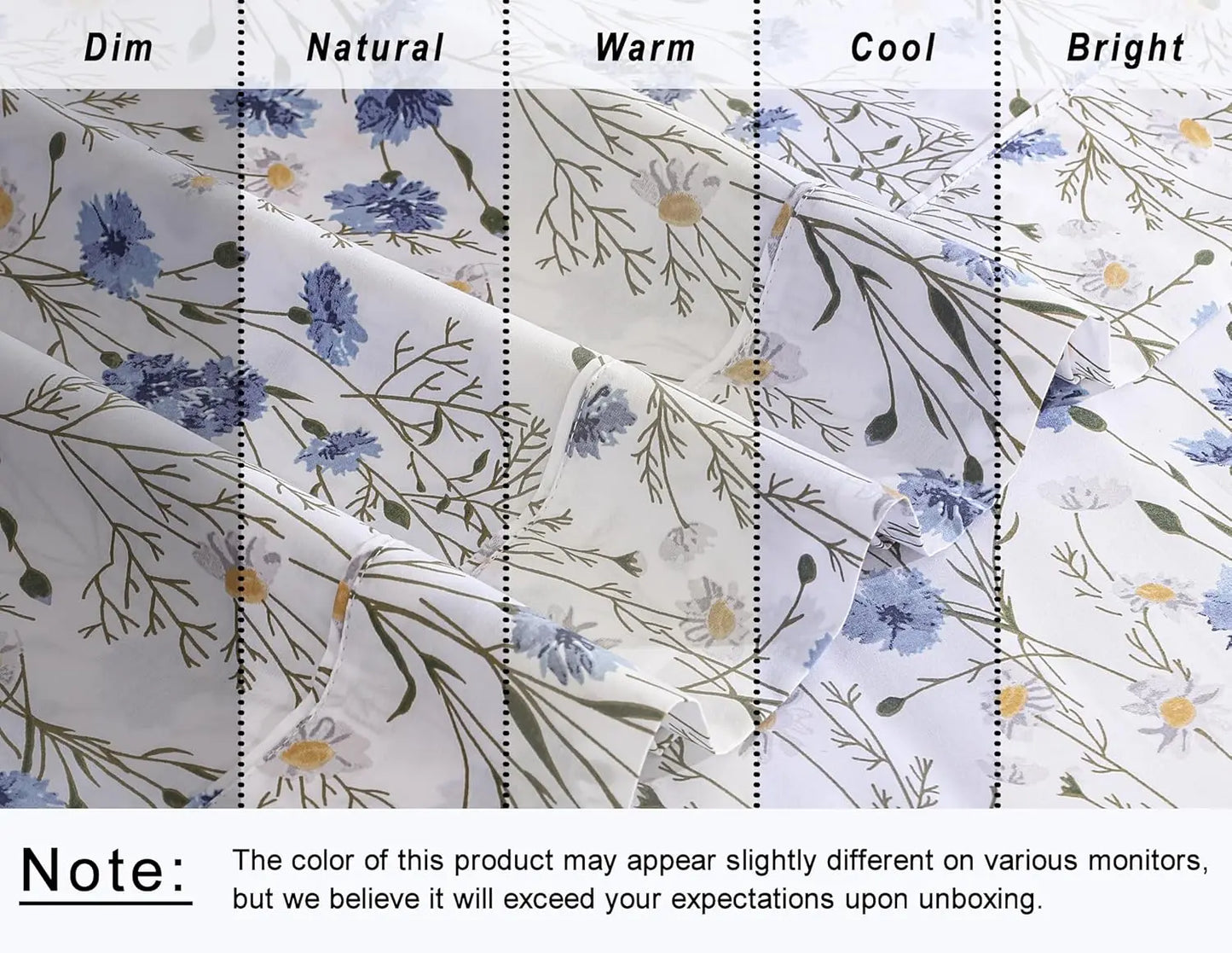 Cotton Percale Sheets Cooling Breathable Floral Design 4 Piece Set Deep Pocket