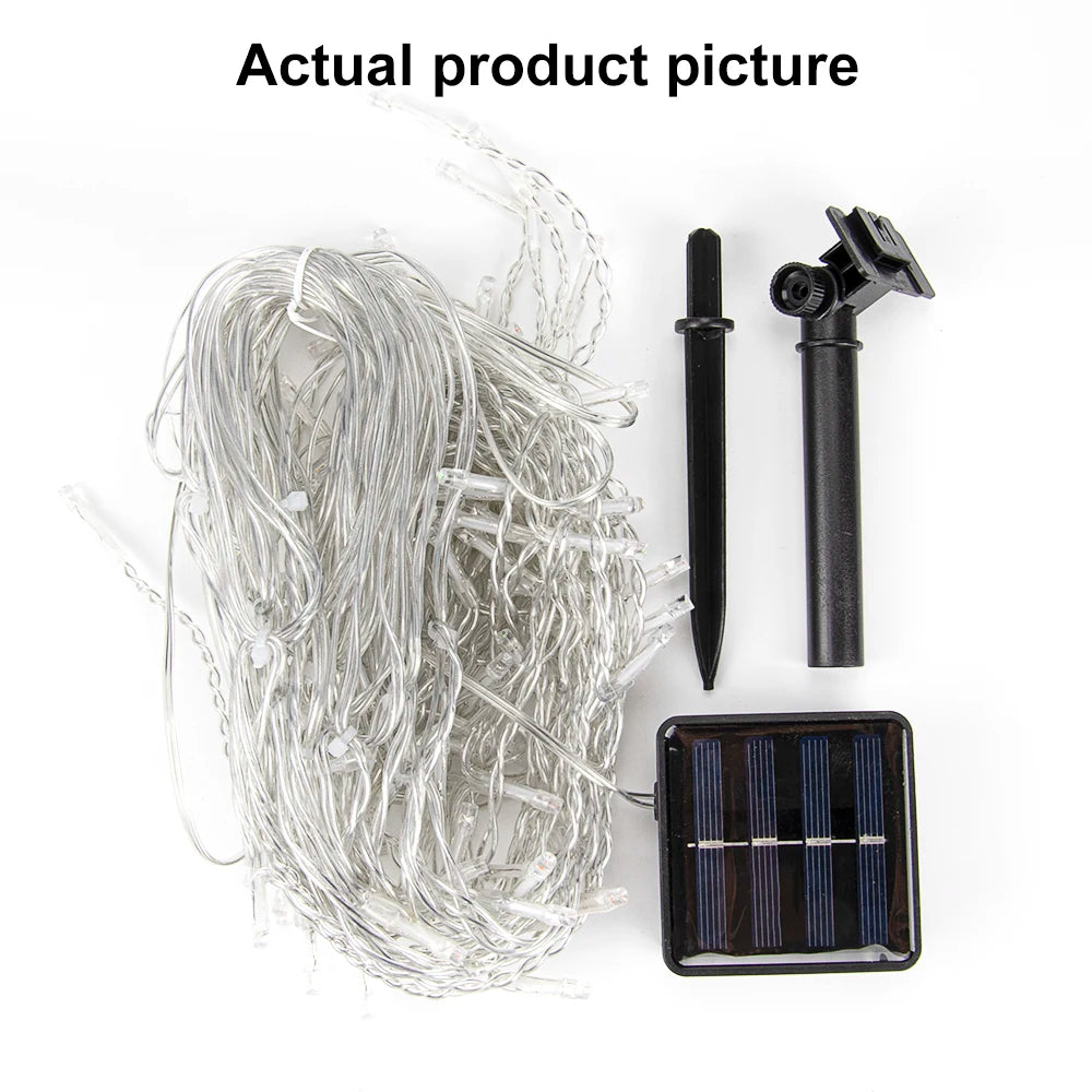 WELPUR Solar Icicle Curtain Lights Outdoor LED 8 Modes