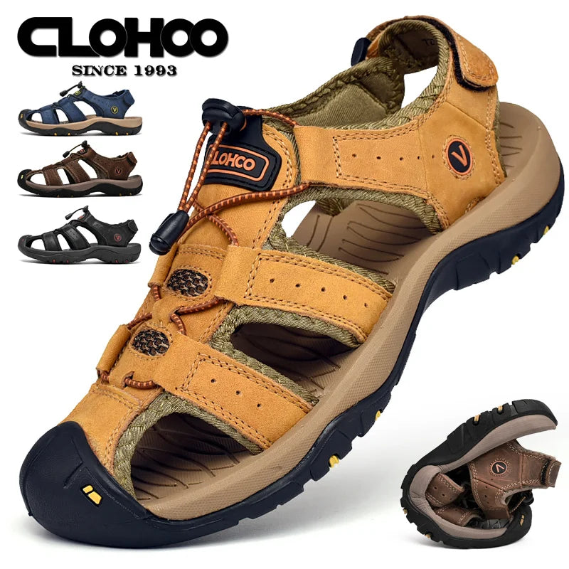 CLOHOO Men's Breathable Beach Sandals Slip On Shoes