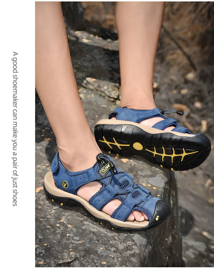 CLOHOO Men's Breathable Beach Sandals Slip On Shoes