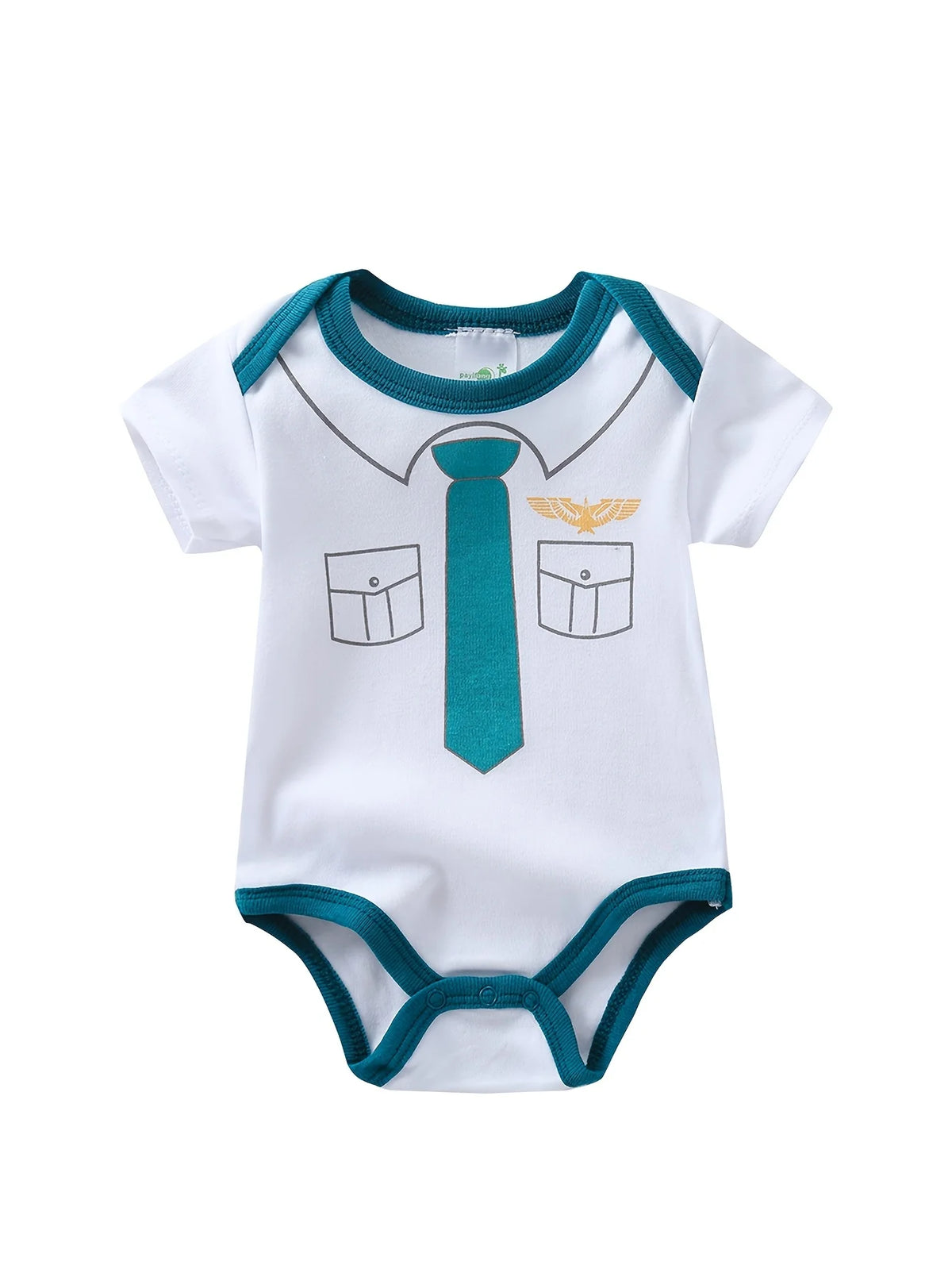 Baby Boy Cotton Short Sleeve Rompers Airplane Bow Tie Design