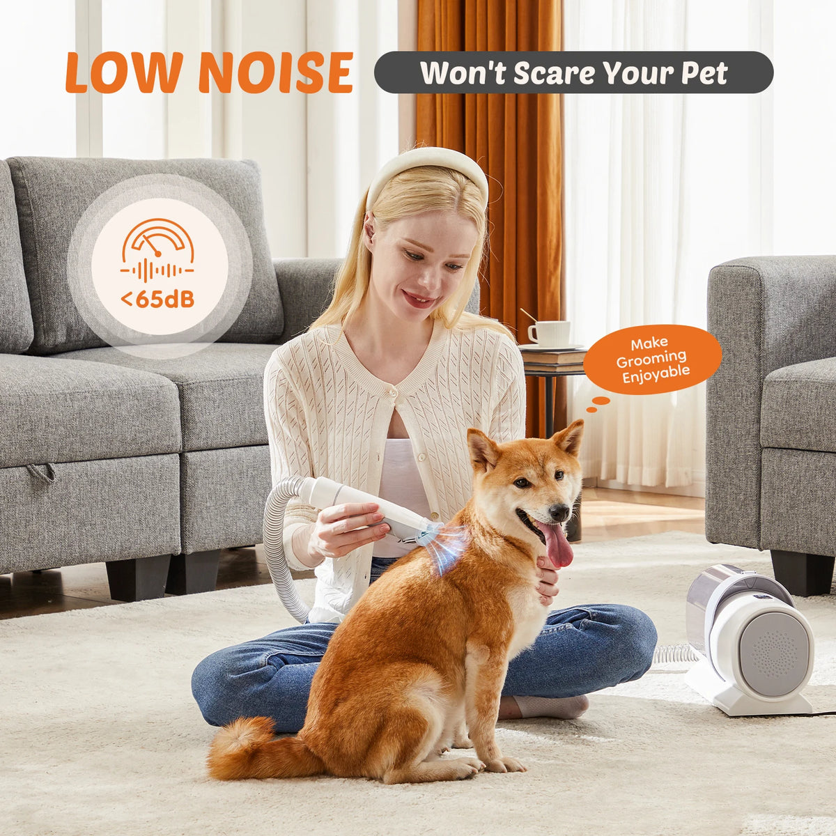 JHK Pet Grooming Vacuum Kit with Cordless Low Noise Clippers