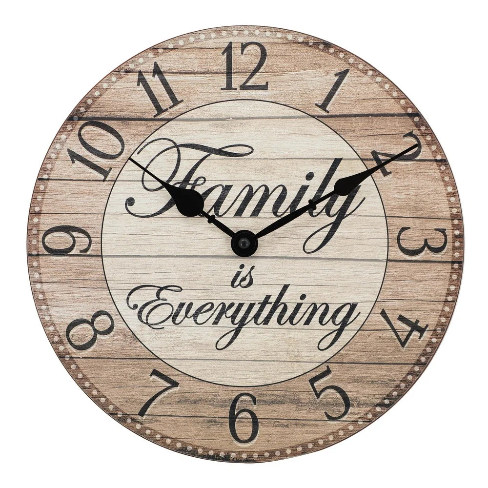 XMSJ Farmhouse Analog Wall Clock With Inspirational Family Is Everything Message