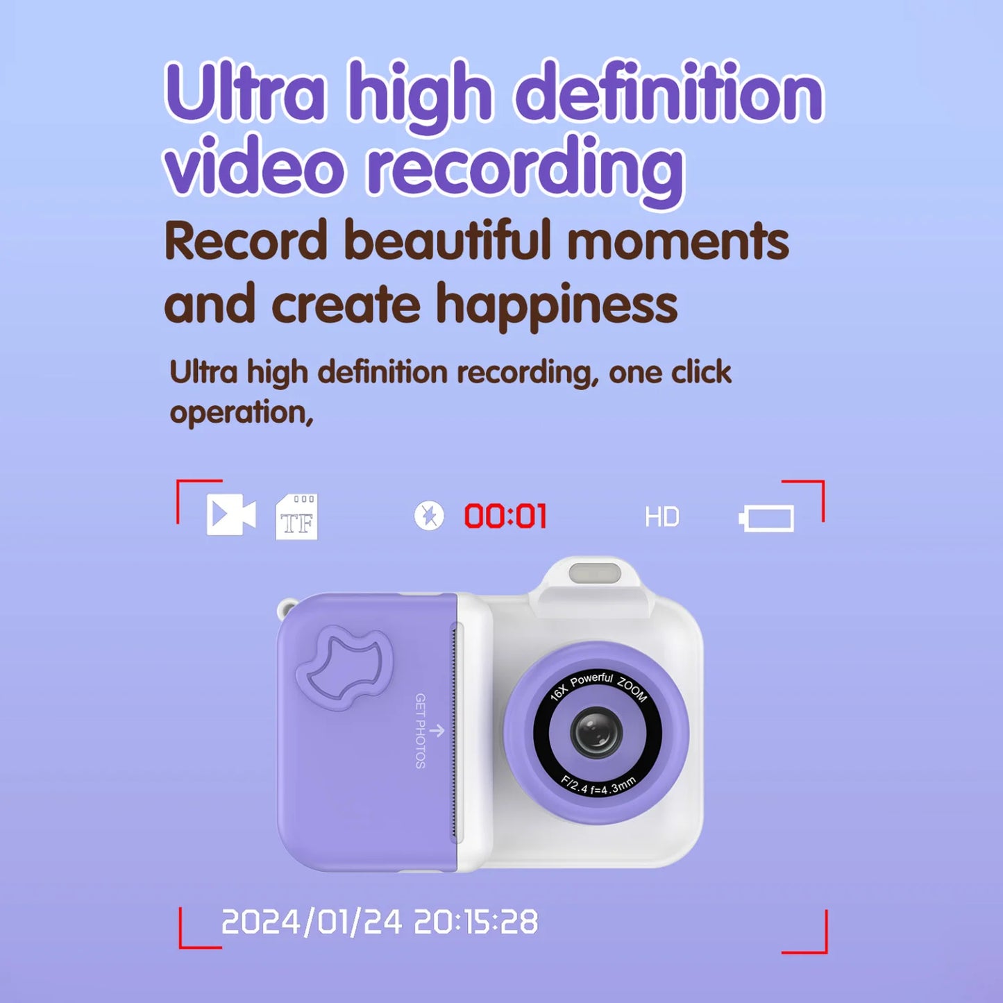 Misirun Kids Instant Print Camera Mini Digital Photo Camera