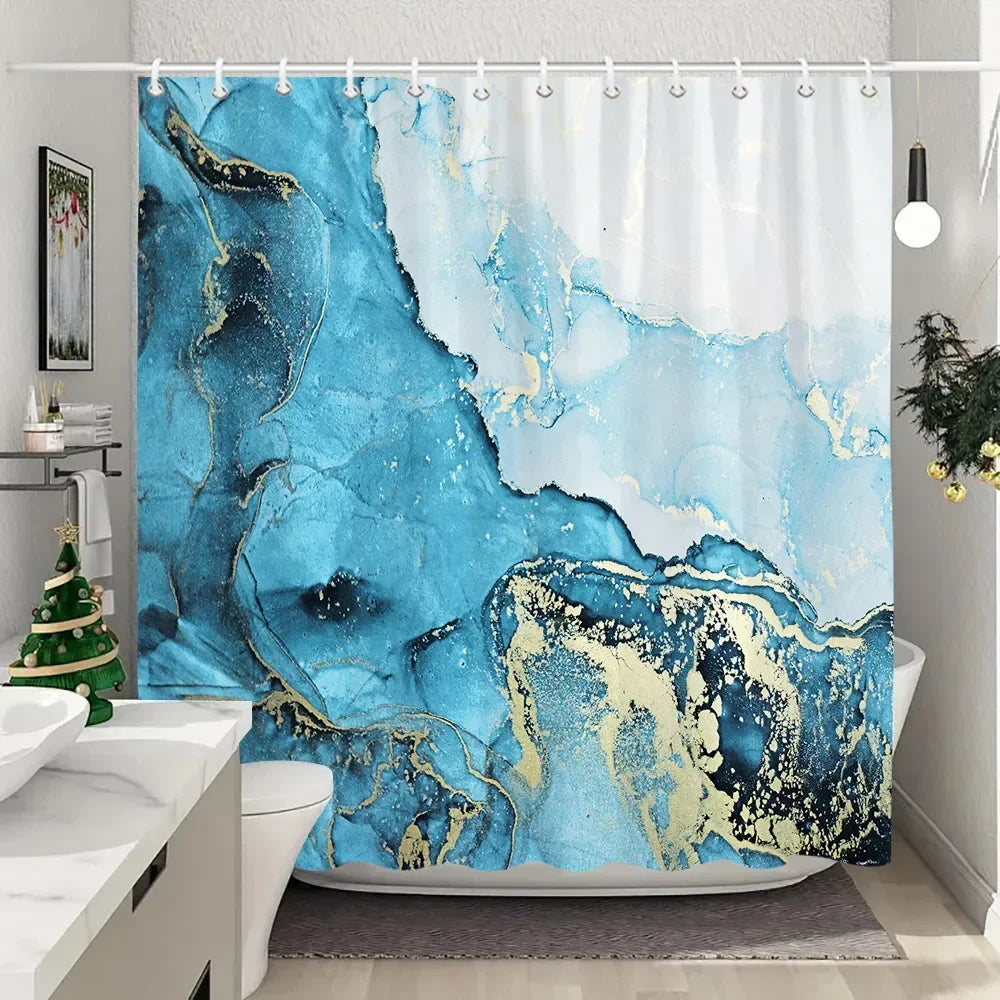 JEJOMEAG Marble Shower Curtain Textured Pattern Polyester Washable