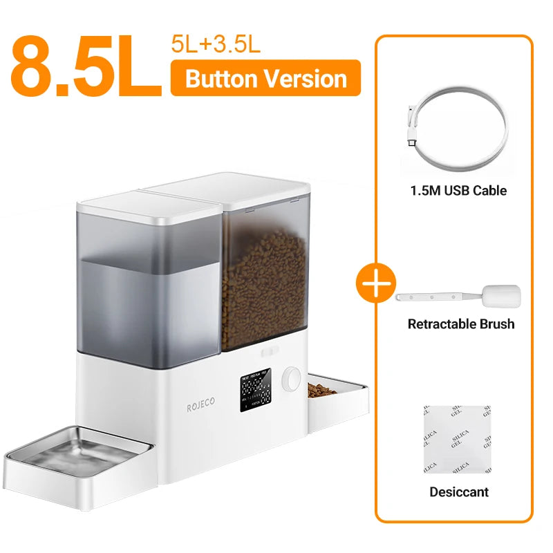 ROJECO 2In1 Automatic Pet Feeder And Water Fountain For Cats