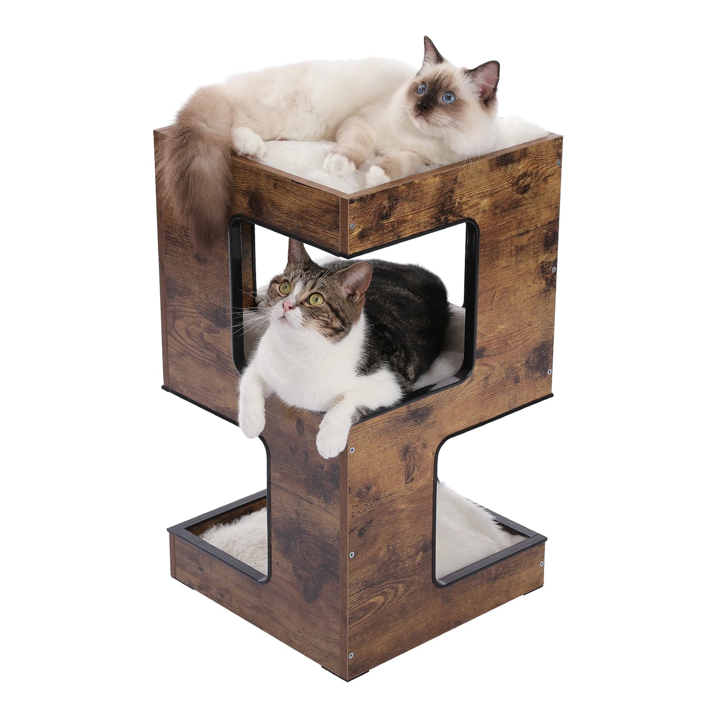 PAWZ Road Wood Cat Condo Tower With Scratching Pad Mats