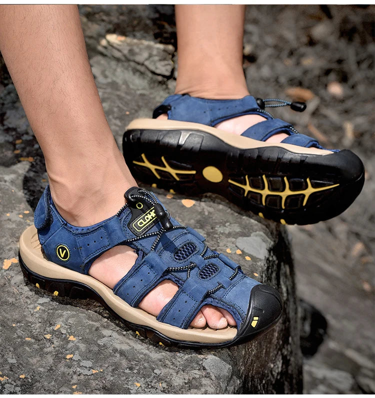 CLOHOO Men's Breathable Beach Sandals Slip On Shoes
