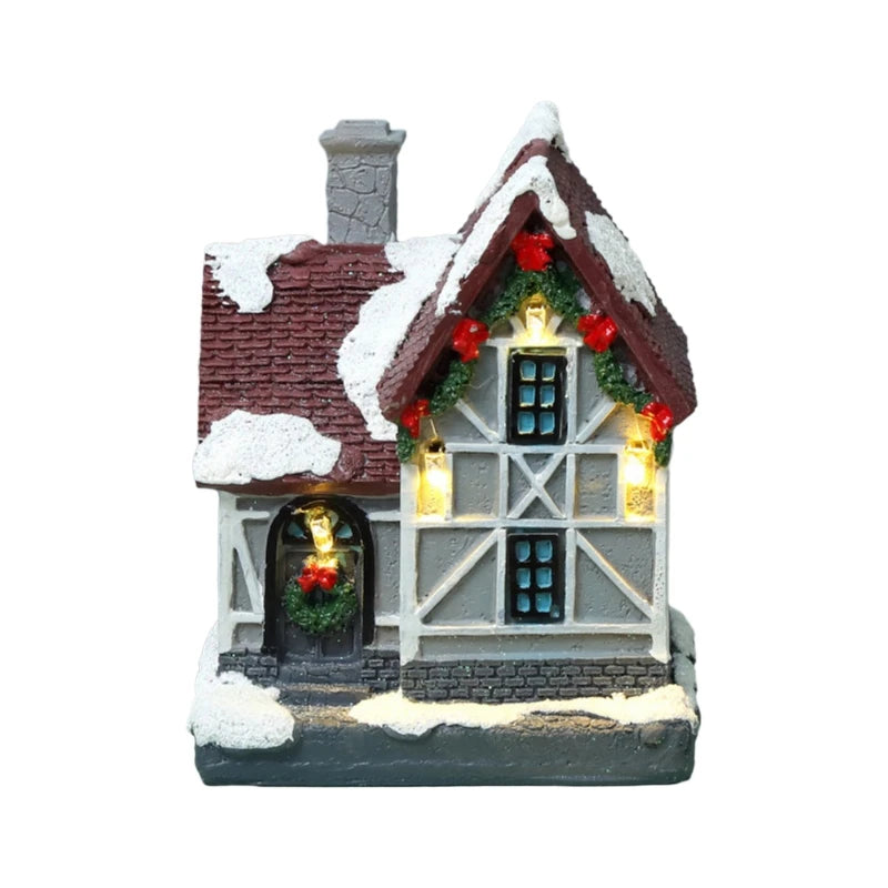 Luminous Resin LED House Village Ornament For Christmas Display