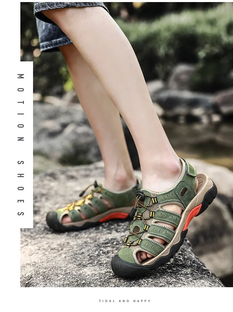 MIXIDELAI Men Sandals Genuine Leather Outdoor Rome Design