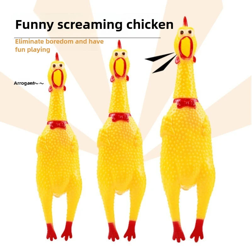 DKSTINYE Squeaky Chicken Dog Toy Rubber Chew Squeaker