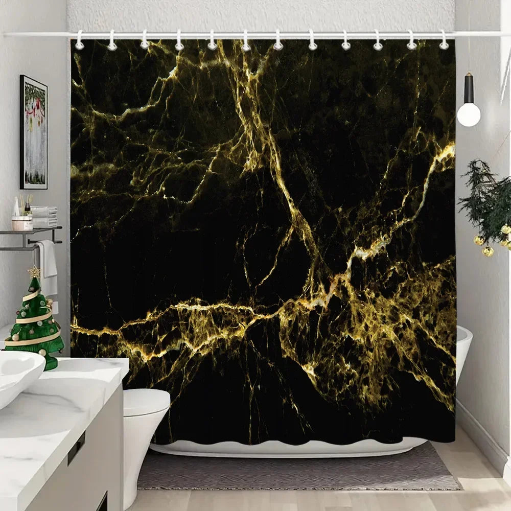 JEJOMEAG Marble Shower Curtain Textured Pattern Polyester Washable
