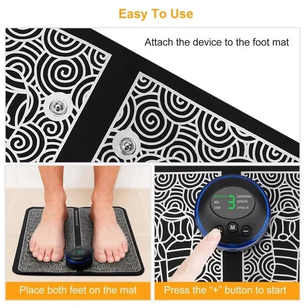 GLONXDE EMS Foot Massage Pad Rechargeable 6 Modes 9 Levels