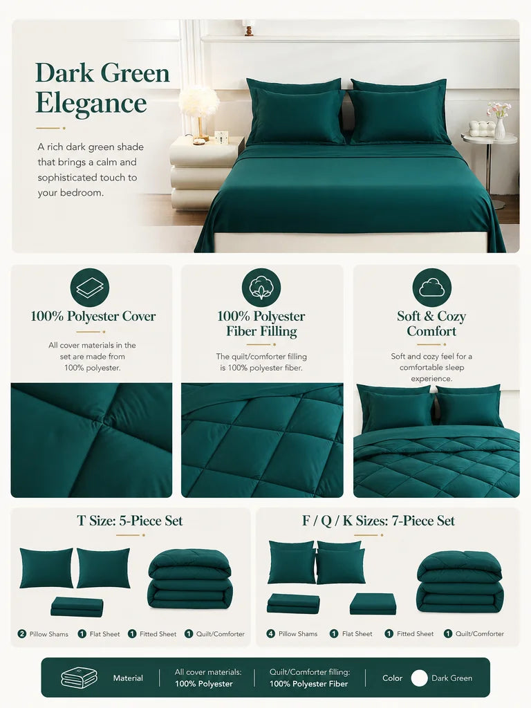 easYum CN 7 Piece Brushed Polyester Bedding Set For All Seasons