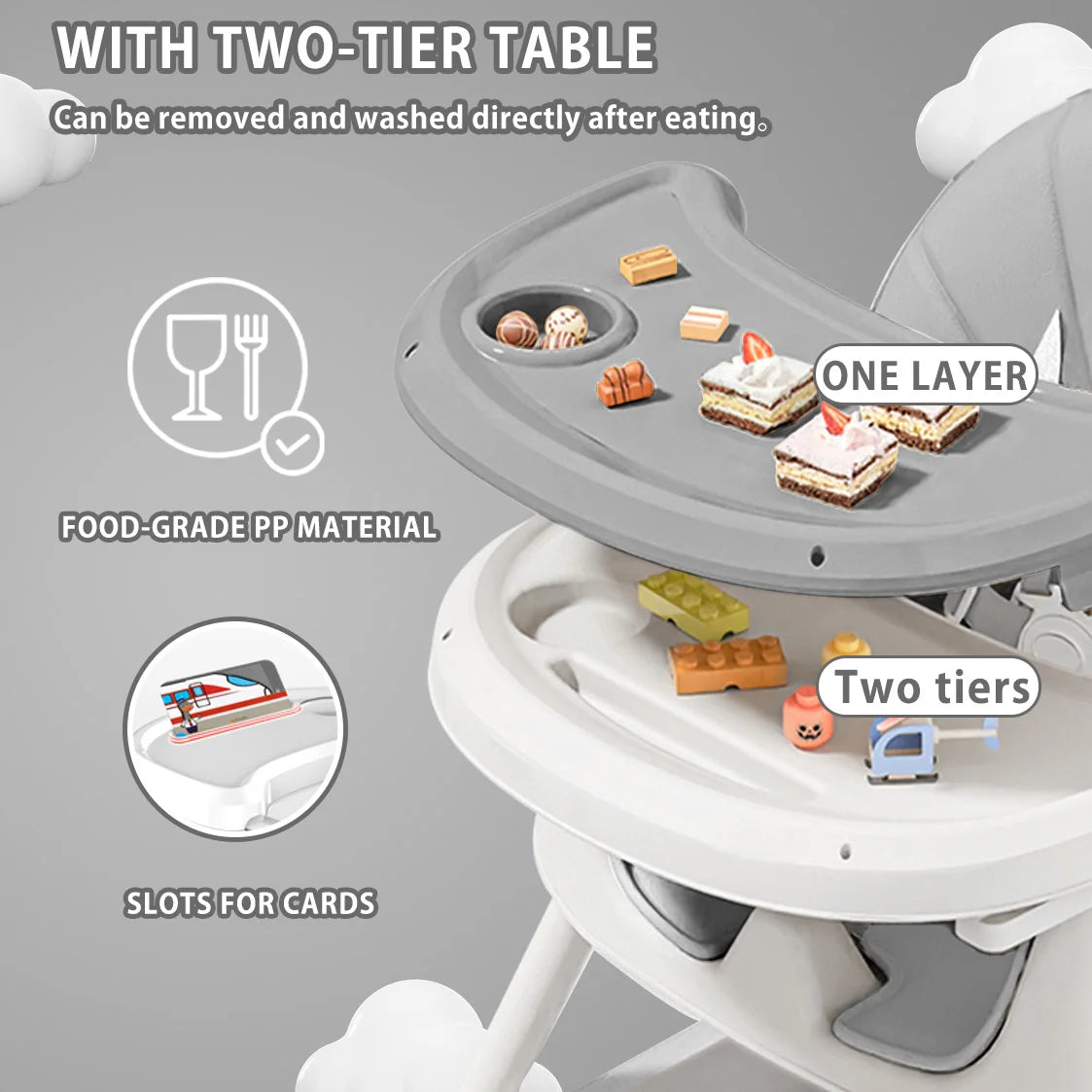 UBRAVOO Foldable Baby High Chair With Tray And Toy Rack