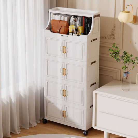 Foldable Plastic Multi Tier Storage Rack For Living Room