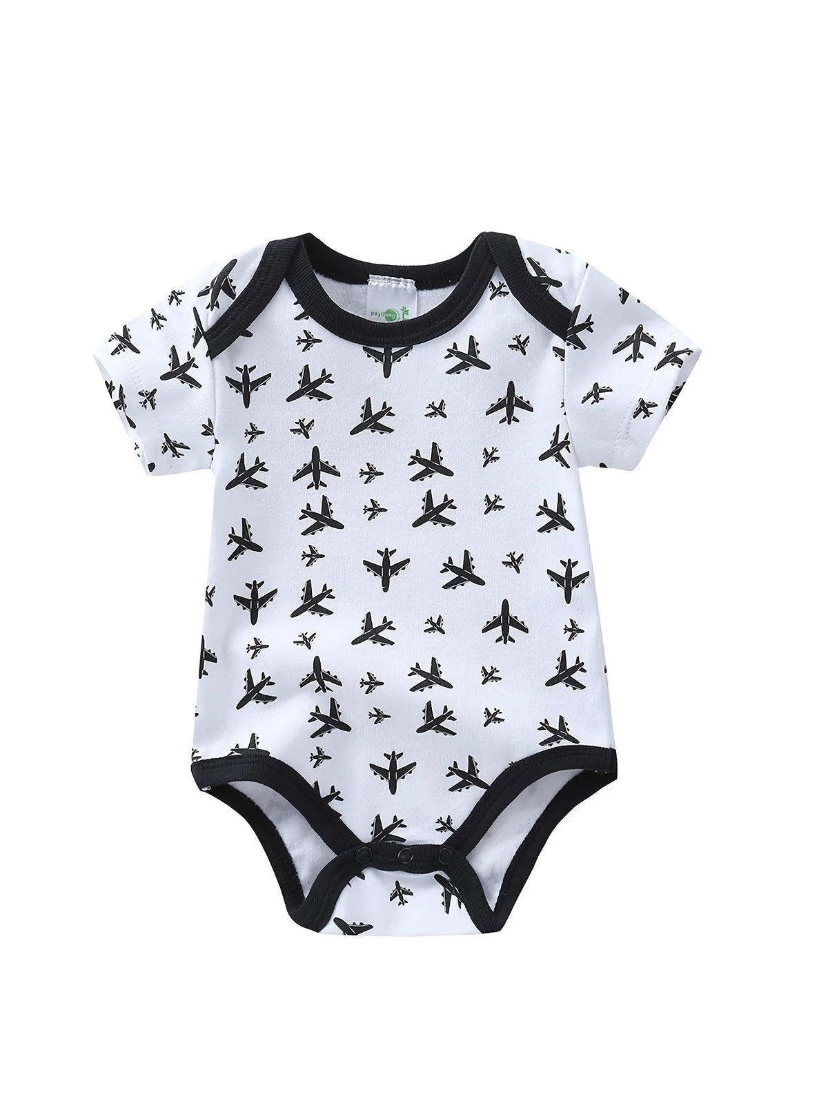 Baby Boy Cotton Short Sleeve Rompers Airplane Bow Tie Design