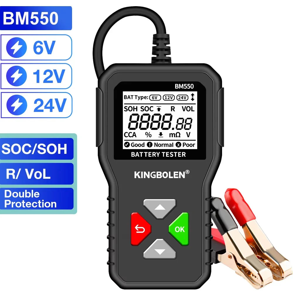 Kingbolen BM550 Plus Car Battery Tester 6V 12V 24V Device