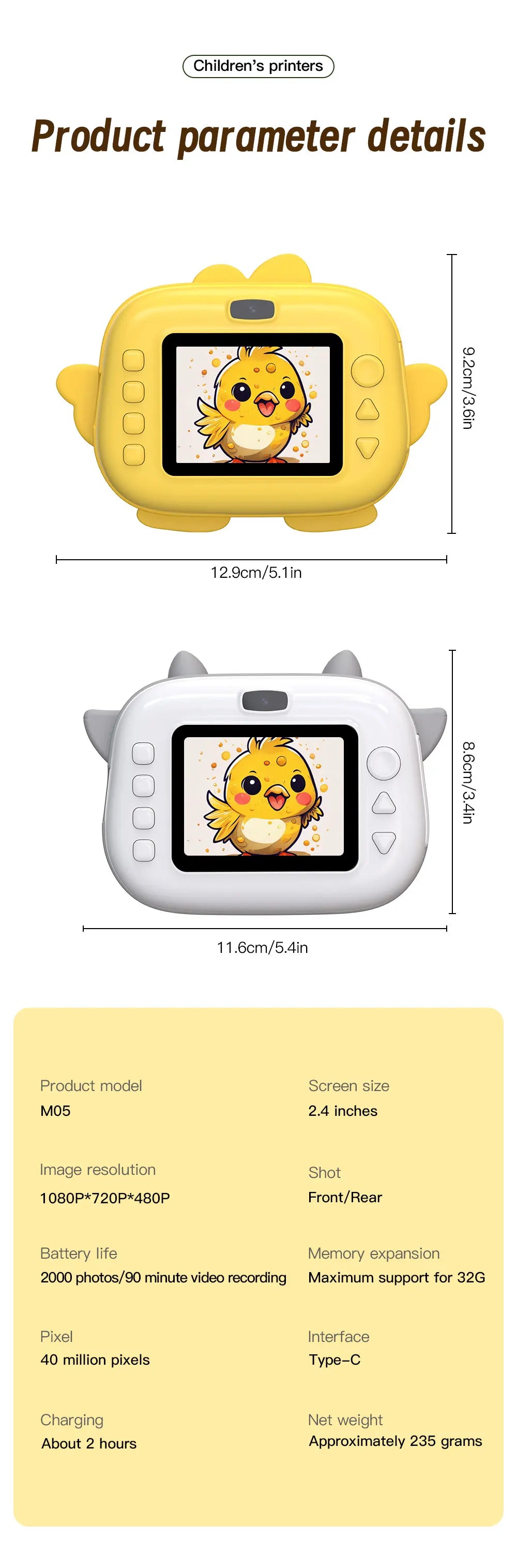 Kids Instant Print Camera 16G 1080P HD Photo Printer Gift