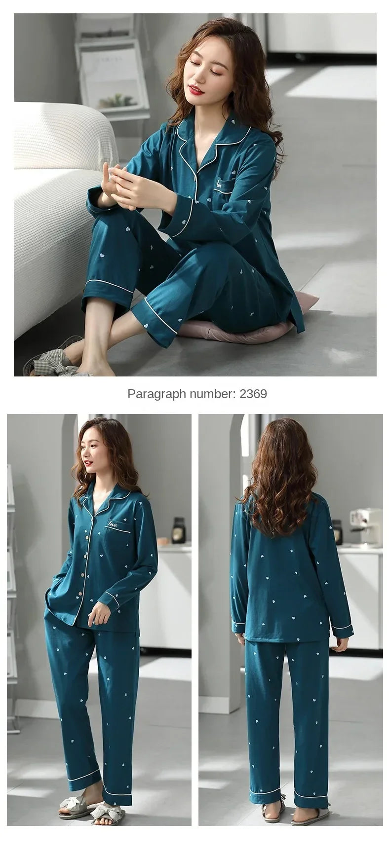 Guangdong Women Cotton Pajamas Set Button Down Nightwear