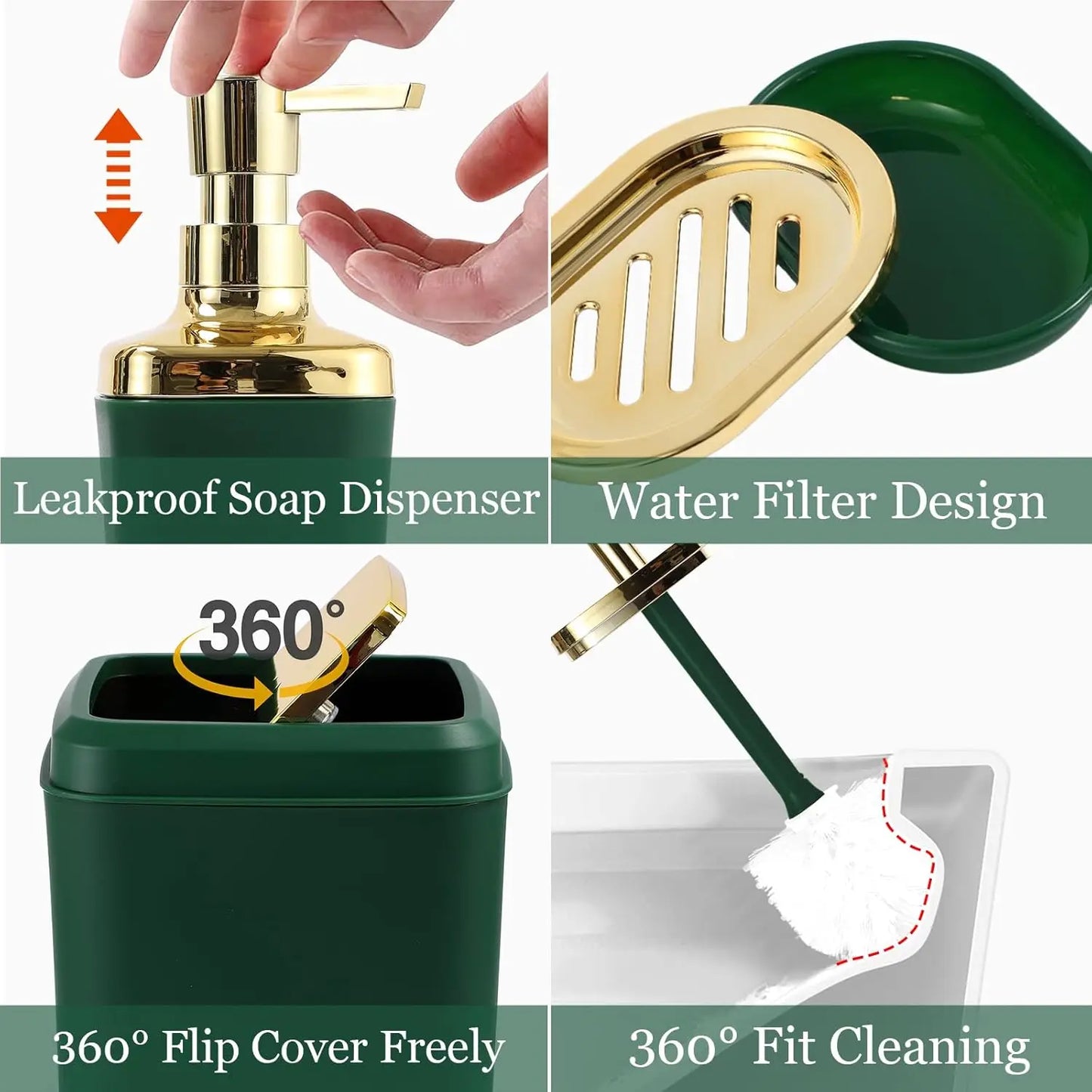 24-Piece Bathroom Set With Shower Curtain And Toilet Brush