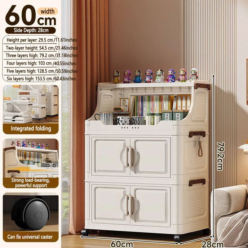 Foldable Plastic Multi Tier Storage Rack For Living Room