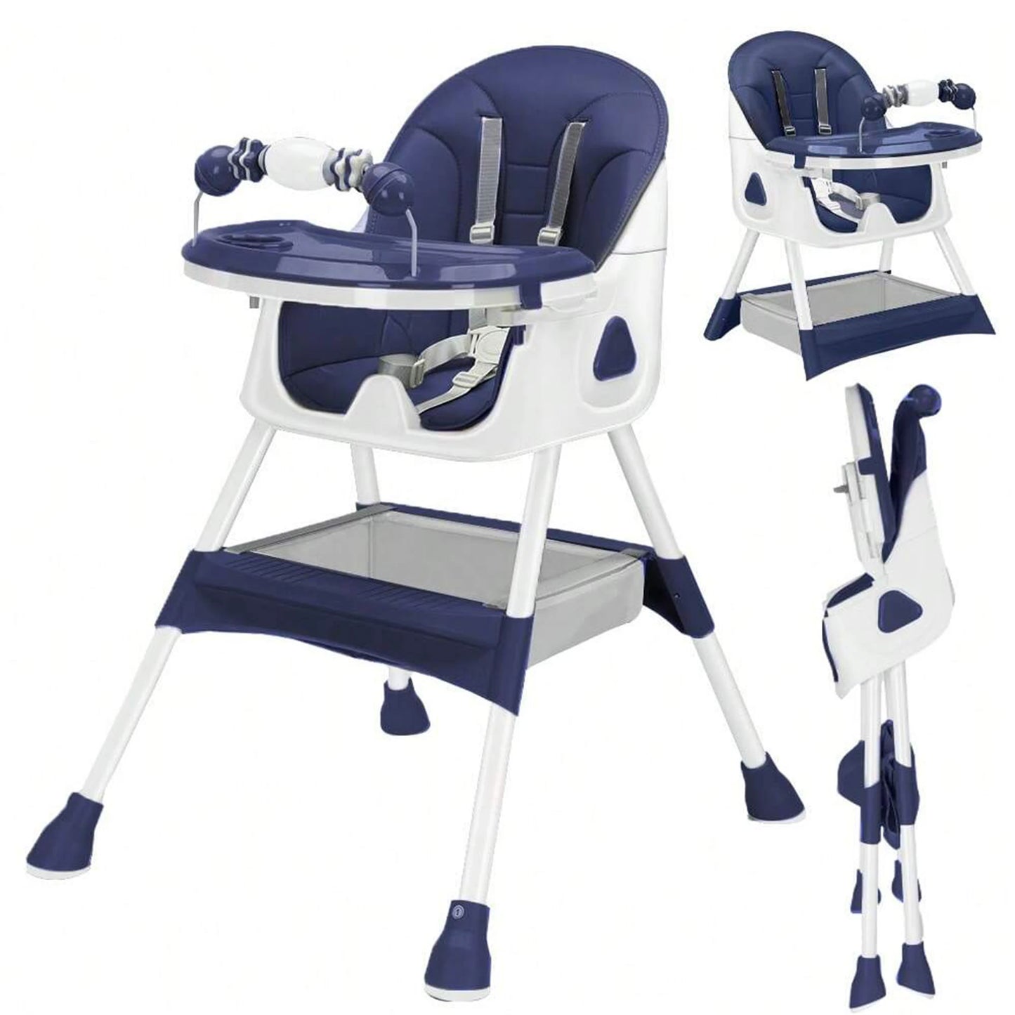 UBRAVOO Foldable Baby High Chair With Tray And Toy Rack