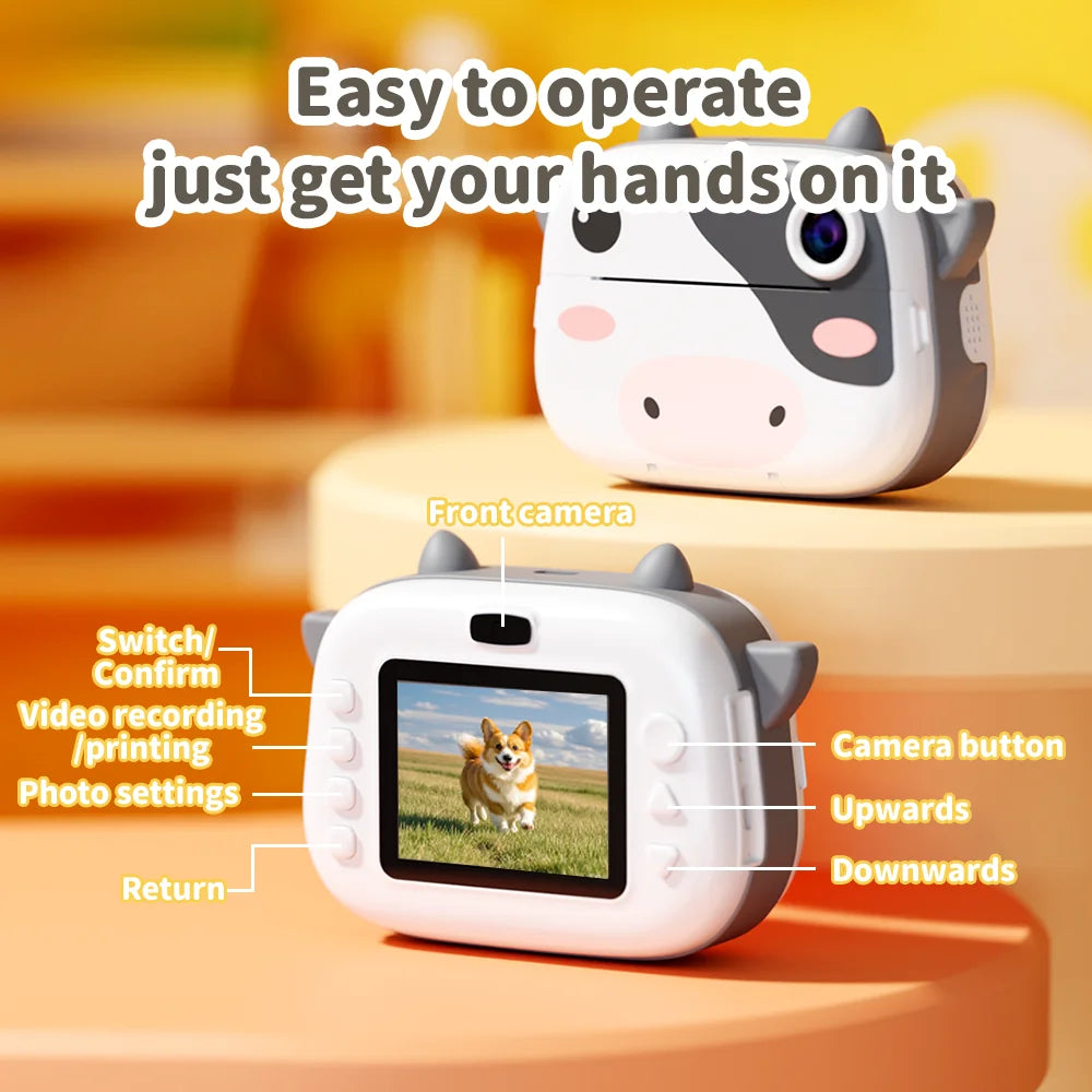 Kids Instant Print Camera 16G 1080P HD Photo Printer Gift